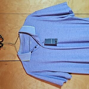 Van Heusen Polo Classic Fit Collar 3 Button Large Grape Heather